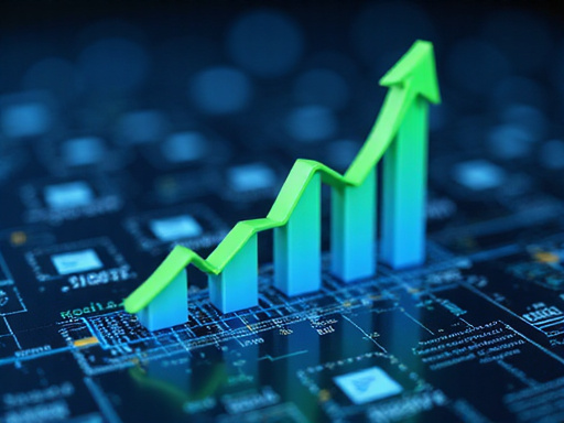 Financial chart showing growth with digital interface elements